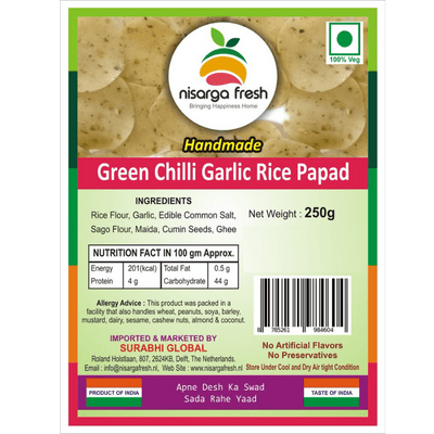 Garlic Chilli Rice Papad (Big Size) (250g) Nisarga Fresh