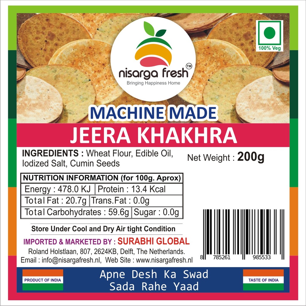 Jeera Khakhra (Machinemade) (200g) Nisarga Fresh