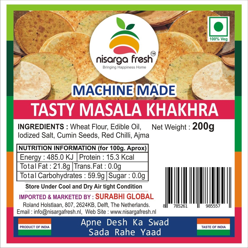 Tasty Masala Khakhra (Machinemade)(200g) Nisarga Fresh