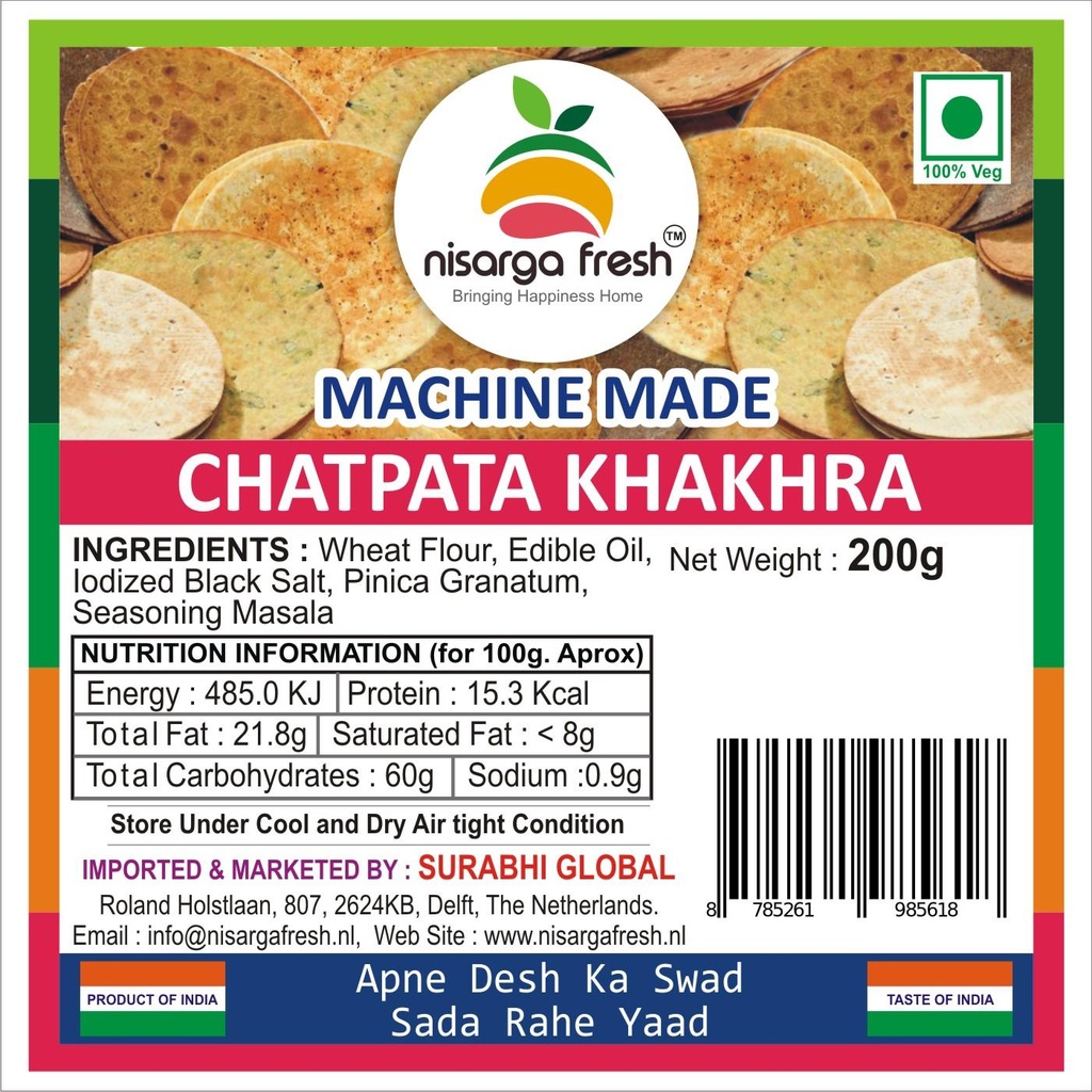Chatpata Khakhra (Machinemade) (200g) Nisarga Fresh