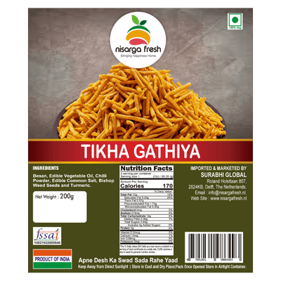 Offer 1 + 1 Free Tikha Gathiya (200g) Nisarga Fresh BB 9-7-24