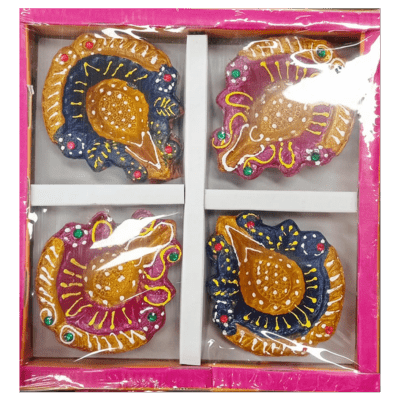 Decorated Diya (4pc, Set) Diwali