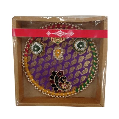 Decorated Pooja Thali (1pc) - Decorated Pooja Thali (Big Size Purple)
