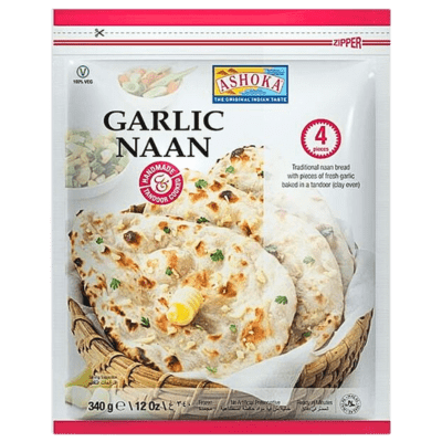 Frozen Tandoori Garlic Naan 4pc (340g) Ashoka