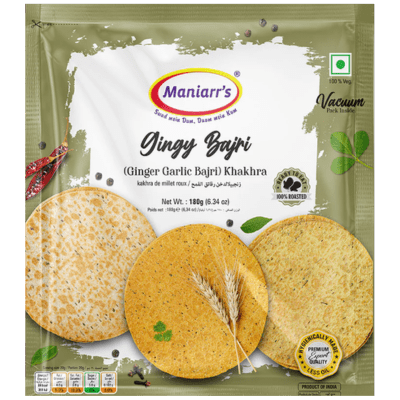 Gingy Bajri (Ginger Garlic Bajra) Khakhra (180g) Maniarr's