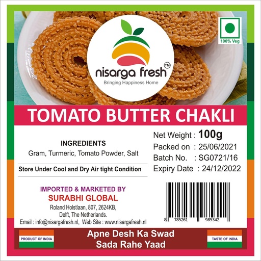 Tomato Butter Chakli, 100g Nisarga Fresh