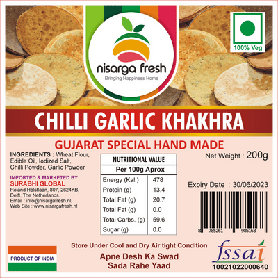 Chilli Garlic Khakhra (Handmade) (200g) Nisarga Fresh
