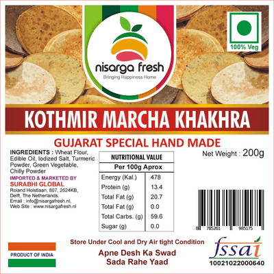Kothmir Marcha Khakhra (Handmade) (200g) Nisarga Fresh
