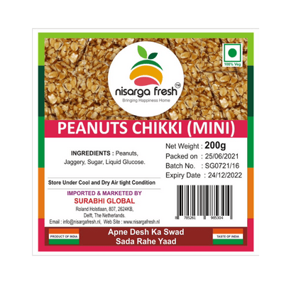Peanuts Mini Tukda Chikki (200g) Nisarga Fresh