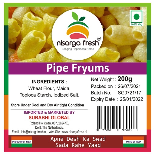 Pipe Fryums (200g) Nisarga Fresh