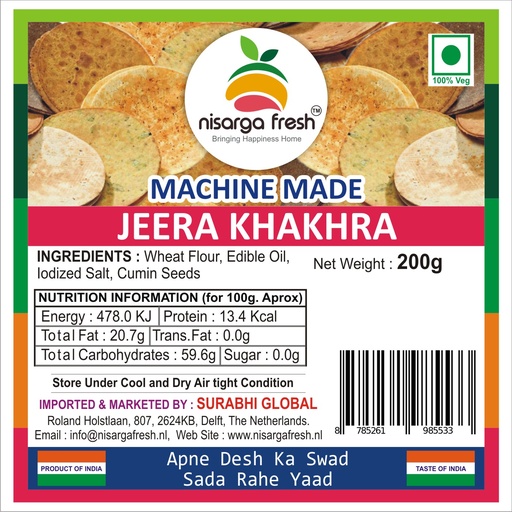 Jeera Khakhra (Machinemade) (200g) Nisarga Fresh