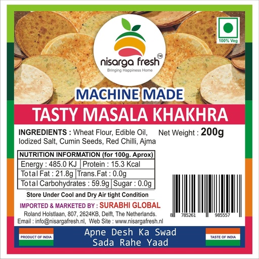 Tasty Masala Khakhra (Machinemade)(200g) Nisarga Fresh