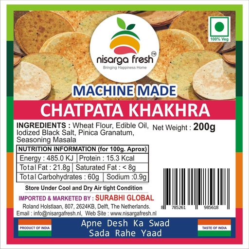 Chatpata Khakhra (Machinemade) (200g) Nisarga Fresh