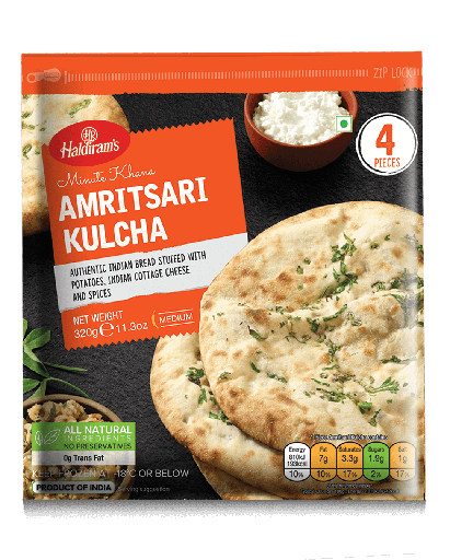 Amritsari Kulcha (4pcs, 320g, Frozen) Haldiram