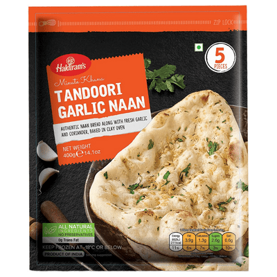 Frozen Tandoori Garlic Naan (5pcs, 400g) Haldiram