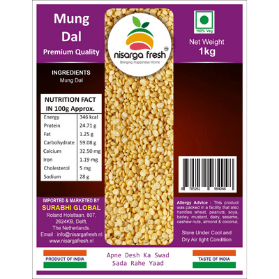 Mung (Moong)  Dal Yellow (Premium) (1kg) Nisarga Fresh