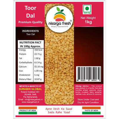 Toor Dal (Premium) (1kg) Nisarga Fresh
