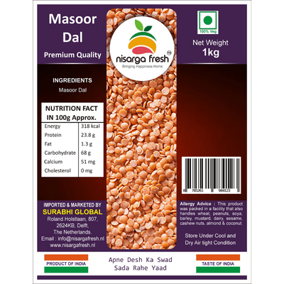 Masoor Dal (Premium) (1kg) Nisarga Fresh