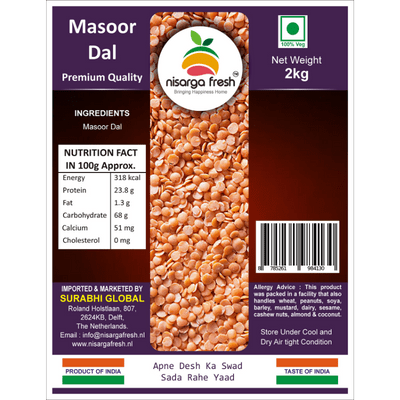 Masoor Dal (Premium) (2kg) Nisarga Fresh