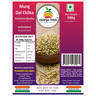 Mung (Moong)  Dal Green, Split/Chilka (Premium) (500g) Nisarga Fresh