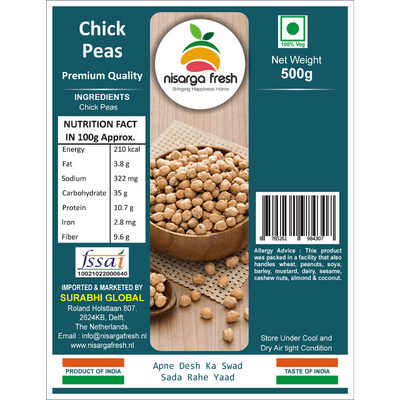 Chick Peas (Kabuli Chana) (Premium) (500g) Nisarga Fresh