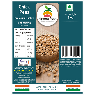 Chick Peas (Kabuli Chana) (Premium) (1kg) Nisarga Fresh