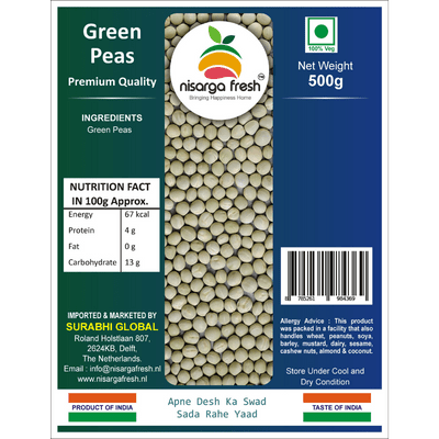 Green Peas - Matar (Premium) (500g) Nisarga Fresh