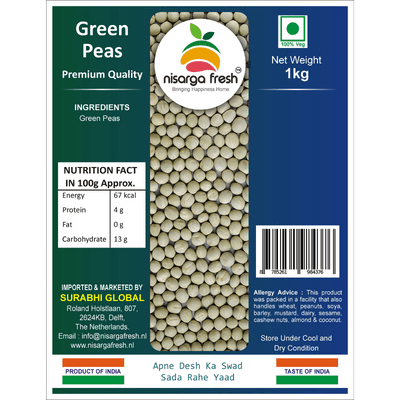 Green Peas - Matar (Premium) (1kg) Nisarga Fresh