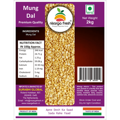 Mung (Moong)  Dal Yellow (Premium) (2kg) Nisarga Fresh