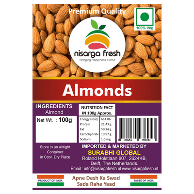 Almonds (Premium) (100g) Nisarga Fresh