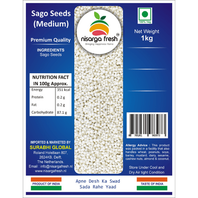 Sago Seeds (Medium) - Sabudana (Premium)  (1kg) Nisarga Fresh