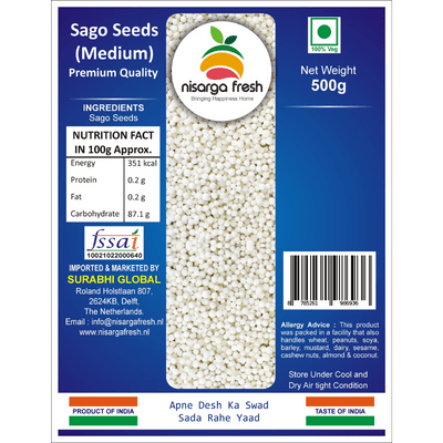 Sago Seeds (Medium) - Sabudana (Premium)  (500g) Nisarga Fresh