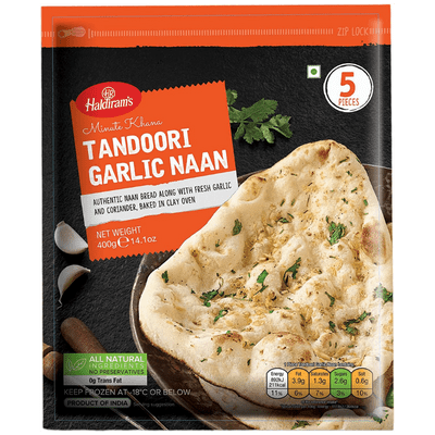 Frozen Tandoori Garlic Naan (16pcs, 1.28kg) Haldiram