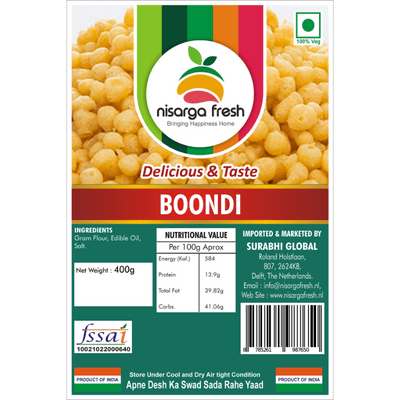 Plain Boondi (400g) Nisarga Fresh BB 9-7-24  Offer 1 + 1 Free