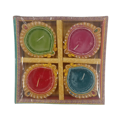 [POOJA-11151] Decorated Diya Set with Wax and Bati (4pc)