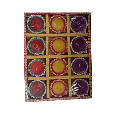 [POOJA-11171] Decorated Diya Set with Wax and Bati (12pc) No.1 Diwali