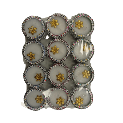 [POOJA-11181] Decorated Diya Set with Wax and Bati (12pc) No.2 Diwali