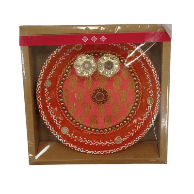 [POOJA-1049] Decorated Pooja Thali (Med. Orange)