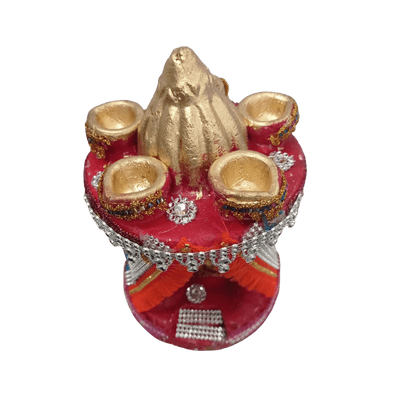 [POOJA-1171] Decorated Deepmaal with ShriGanesh & ShriLakshmi (21cm,1pc)