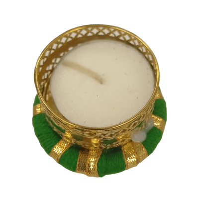 [POOJA-1172] Decorative Candle Stand (Green) with Candle (1pc)