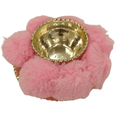 Kunkum Karanda (container) with pompom (1pc) - Pink