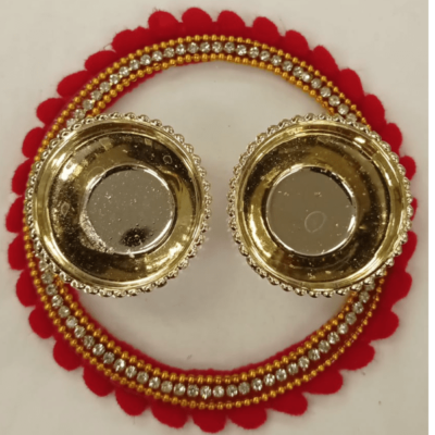 Haldi Kumkum Karanda (container) (1pc) - Circular with Red border