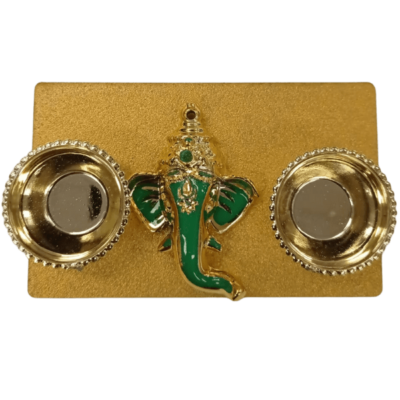 Haldi Kumkum Karanda (container) with Ganesh ji - Rectangle with Ganesh ji (Green)