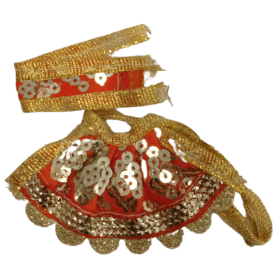 Dev Vastra (Small Size, 1pc) - Dev Vastra Orange And Circles (Small No.8)