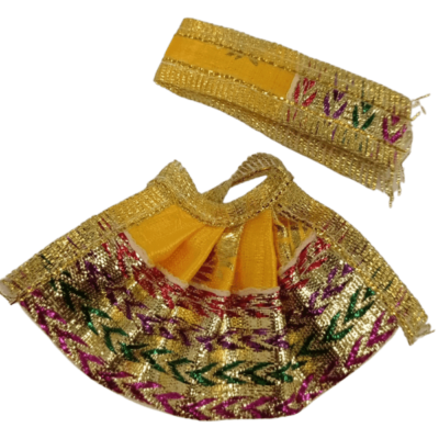 Dev Vastra (Small Size, 1pc) - Dev Vastra Yellow And Multicolor Border (Small No.11)