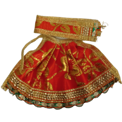 Dev Vastra (Medium Size, 1pc) - Dev Vastra Orange with Golden Leaves (Med No.6)