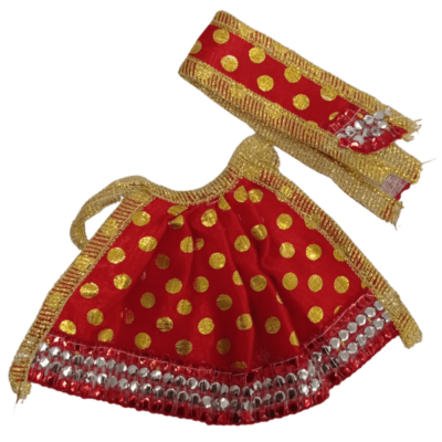 Dev Vastra (Medium Size, 1pc) - Dev Vastra Red With Golden Dots (Med No.20)