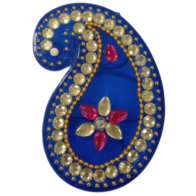 Haldi Kumkum Kuiri (container) (1pc) - Blue with Kundan