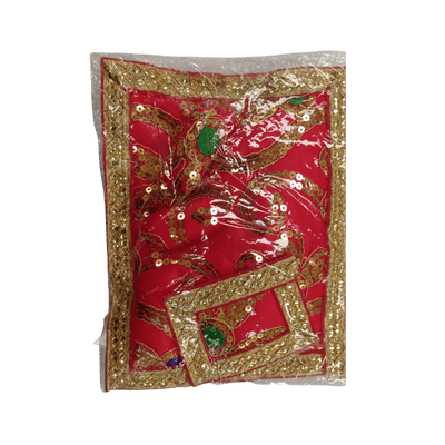 Dev Aasan with small cushion and 2 load (1pack) - Dev Aasan Red (20cmx15cm) with small cushion and 2 load.