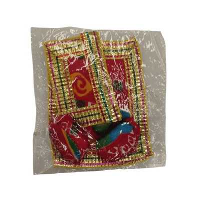 Dev Aasan with small cushion and 2 load (1pack) - Dev Aasan Red (8cmx8cm) with small cushion and 2 load